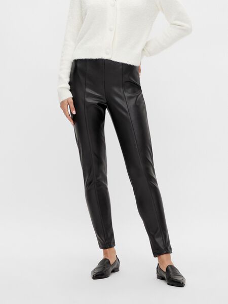 Vila COATED HIGH WAIST LEGGINGS, Black, highres - 14067443_Black_003.jpg