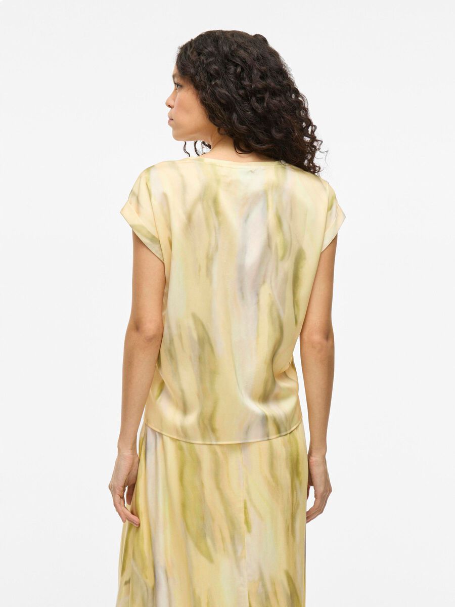 VILA VIELLETTE ROUND NECK SHORT SLEEVED TOP, Pale Banana, highres - 14109246_PaleBanana_1217605_004.jpg
