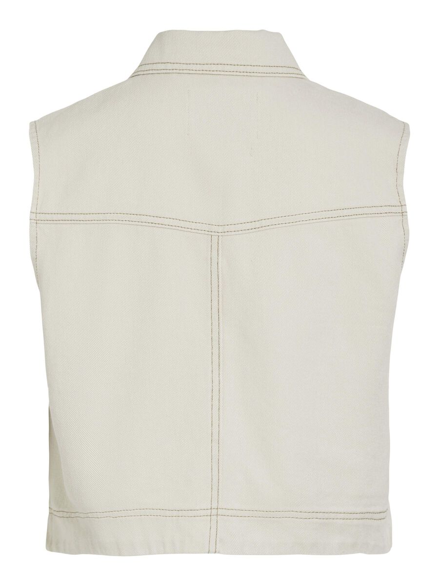 VILA SLEEVELESS DENIM SHIRT, Birch, highres - 14105743_Birch_002.jpg