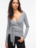 Product image thumbnail - VIGINA LONG SLEEVED WRAP TOP, Medium Grey Melange | 5