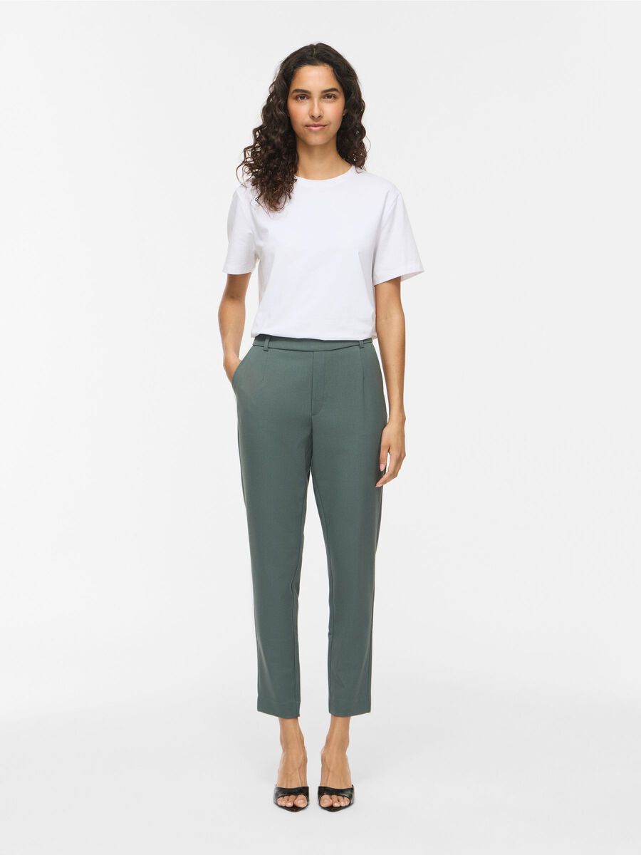Carousel image - VIVARONE SLIM FIT HIGH WAISTED TROUSERS, Balsam Green | 4