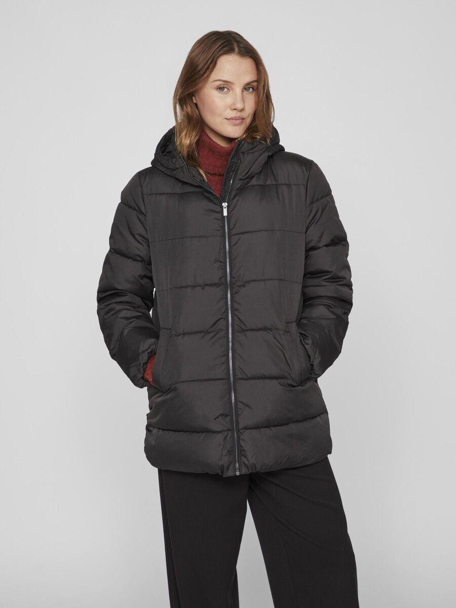 Vila HOODED PUFFER CAPPOTTO, Black, highres - 14076560_Black_003.jpg