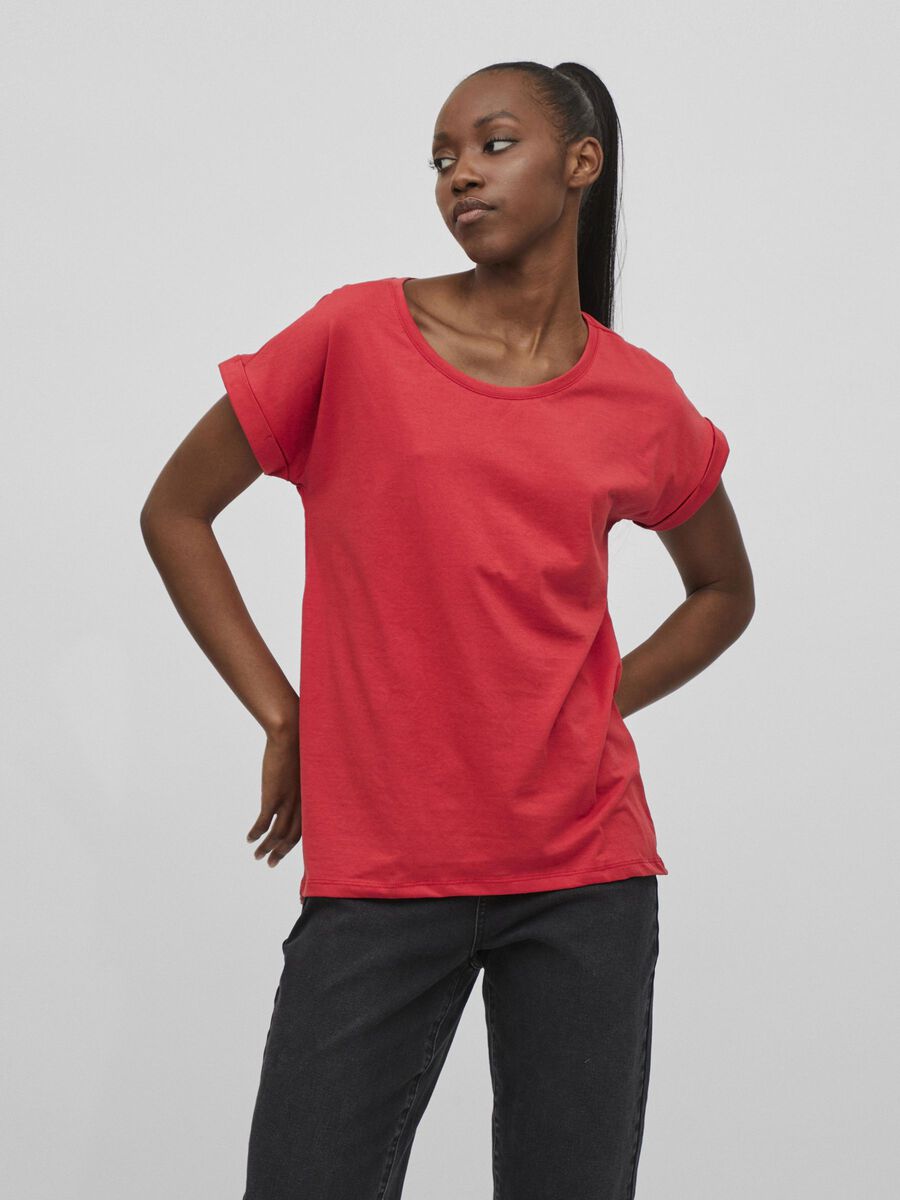 Vila COL ROND T-SHIRT, Pompeian Red, highres - 14083083_PompeianRed_003.jpg