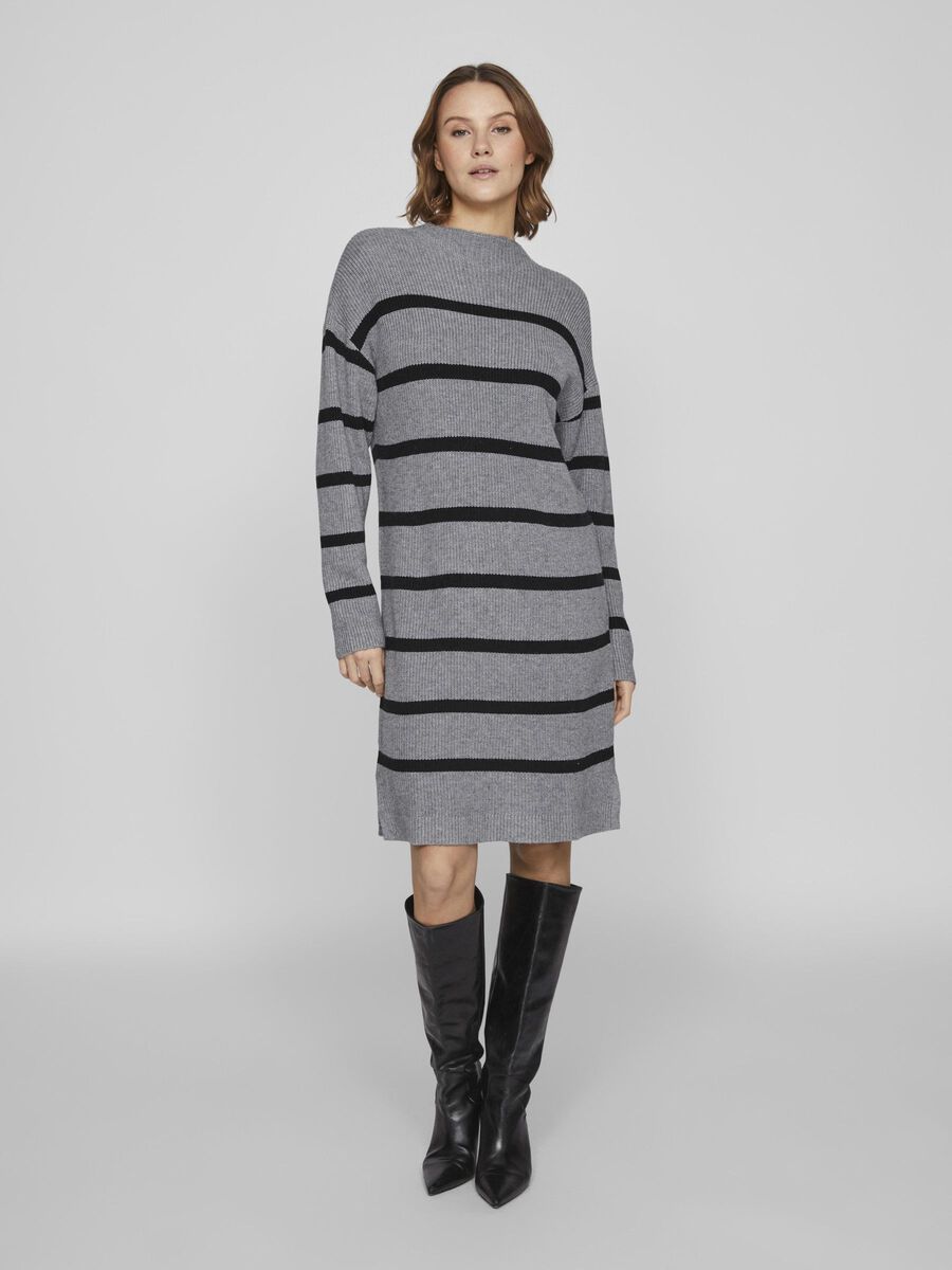 VILA VIRIL LONGSLEEVE GEBREIDE JURK, Medium Grey Melange, highres - 14091664_MediumGreyMelange_1071236_003.jpg