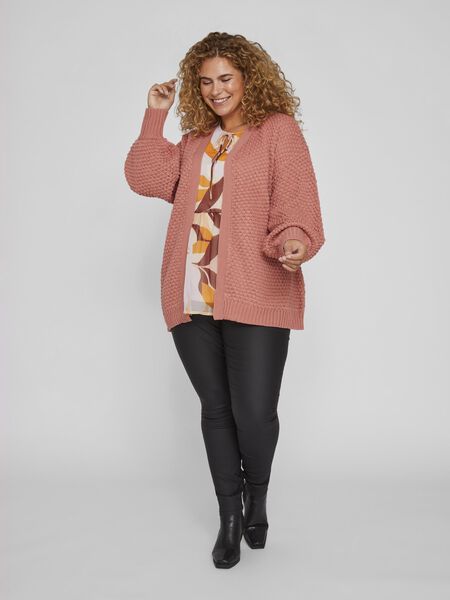 Vila CURVE - LONG SLEEVED KNITTED CARDIGAN, Brick Dust, highres - 14086187_BrickDust_005.jpg