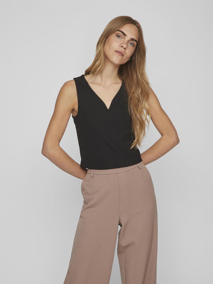 Vila SLEEVELESS V-NECK TOP, Black, highres - 14091831_Black_003.jpg