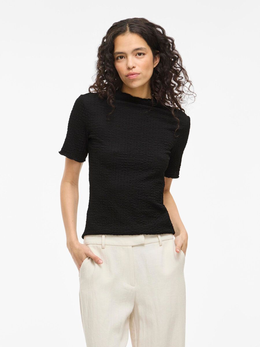 VILA VIKALMEN HOGE HALS TOP MET KORTE MOUWEN, Black, highres - 14112683_Black_003.jpg