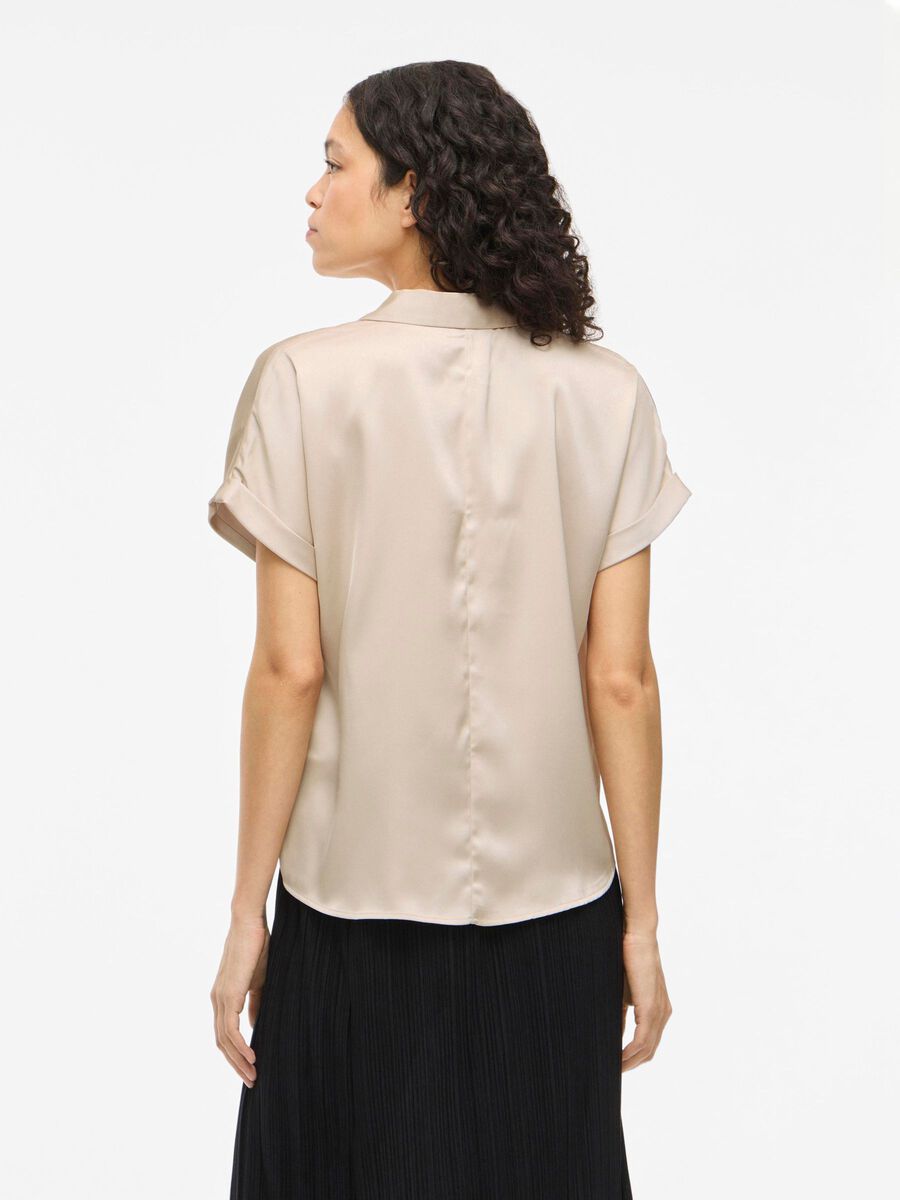 VILA VIENNA SHORT SLEEVED SHIRT, Cement, highres - 14107405_Cement_004.jpg
