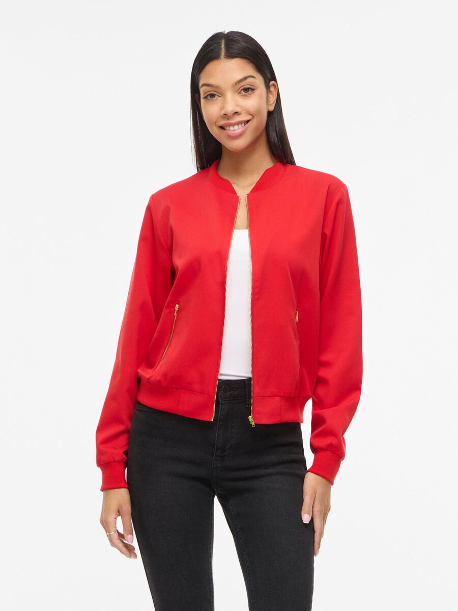 Product carousel image - VIBUBBLE ZIPPER BOMBER JACKET, Racing Red | 1