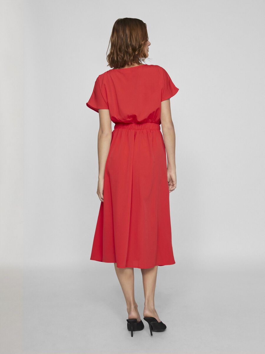 VILA A MANICHE CORTE VESTITO MIDI, Tomato, highres - 14103262_Tomato_004.jpg