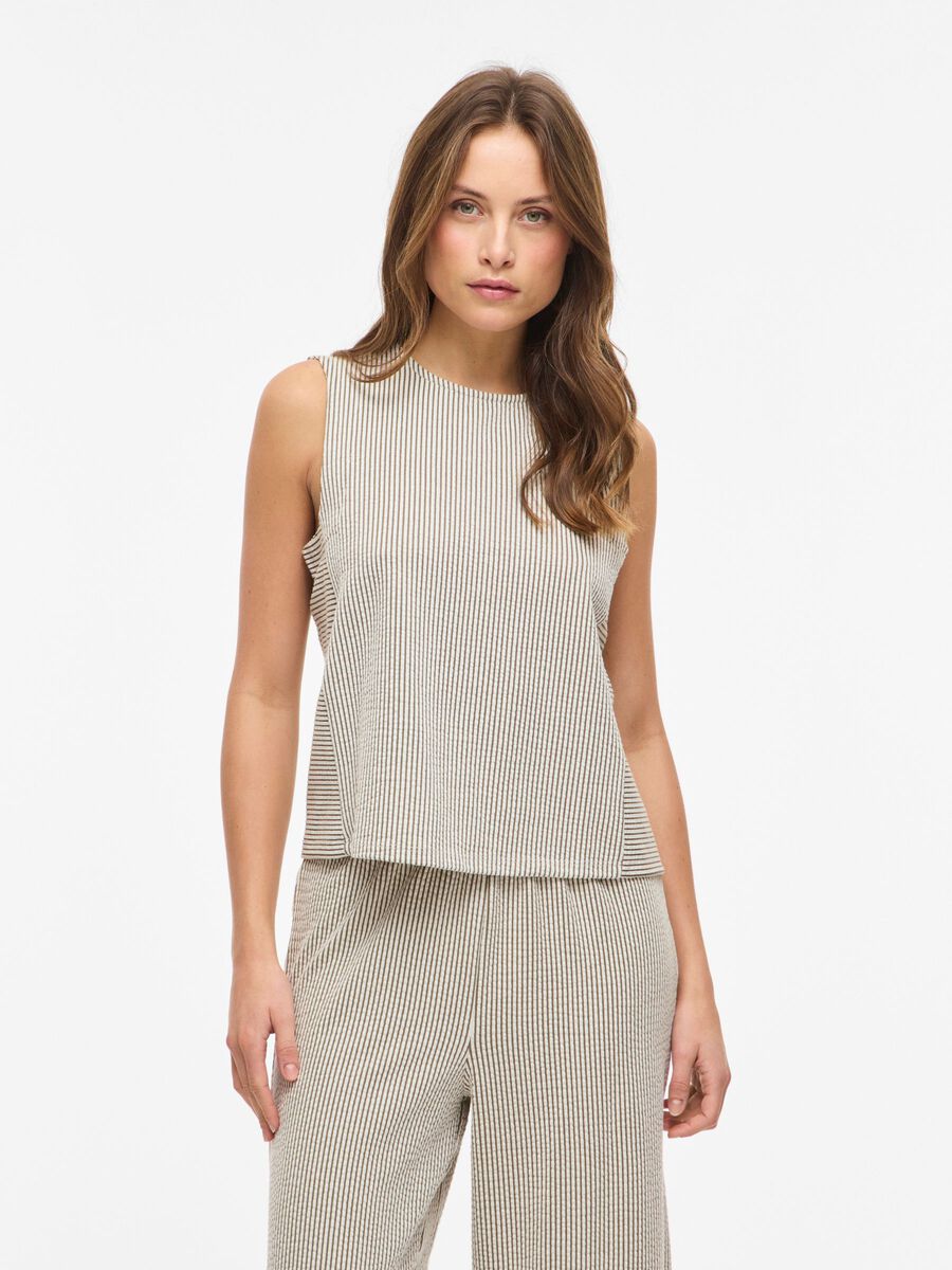 Product carousel image - VISTRIPLO STRIPED SLEEVELESS TOP, Slate Black | 1