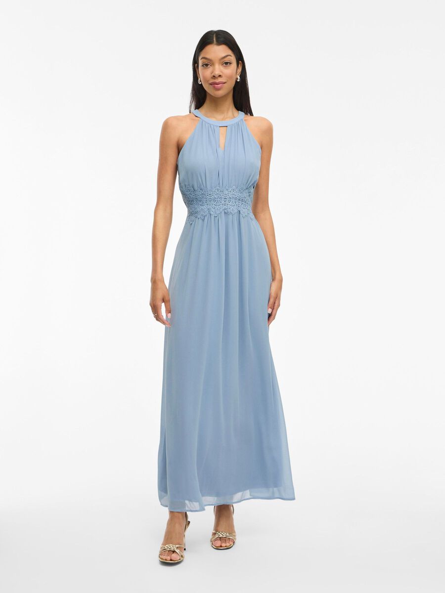 Carousel image - VIMILINA HALTER NECK MAXI DRESS, Ashley Blue | 1