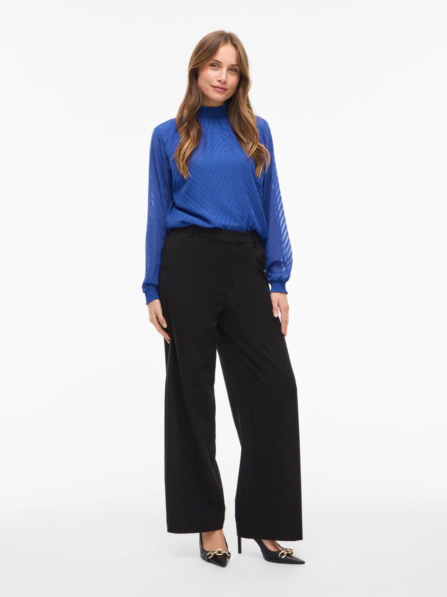 Carousel image - HOGE KRAAG BLOUSE MET LANGE MOUWEN, Mazarine Blue | 4