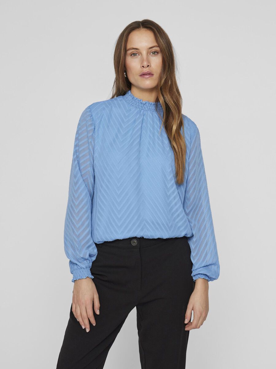 VILA HIGH NECK CAMICETTA A MANICHE LUNGHE, Blissful Blue, highres - 14103234_BlissfulBlue_003.jpg