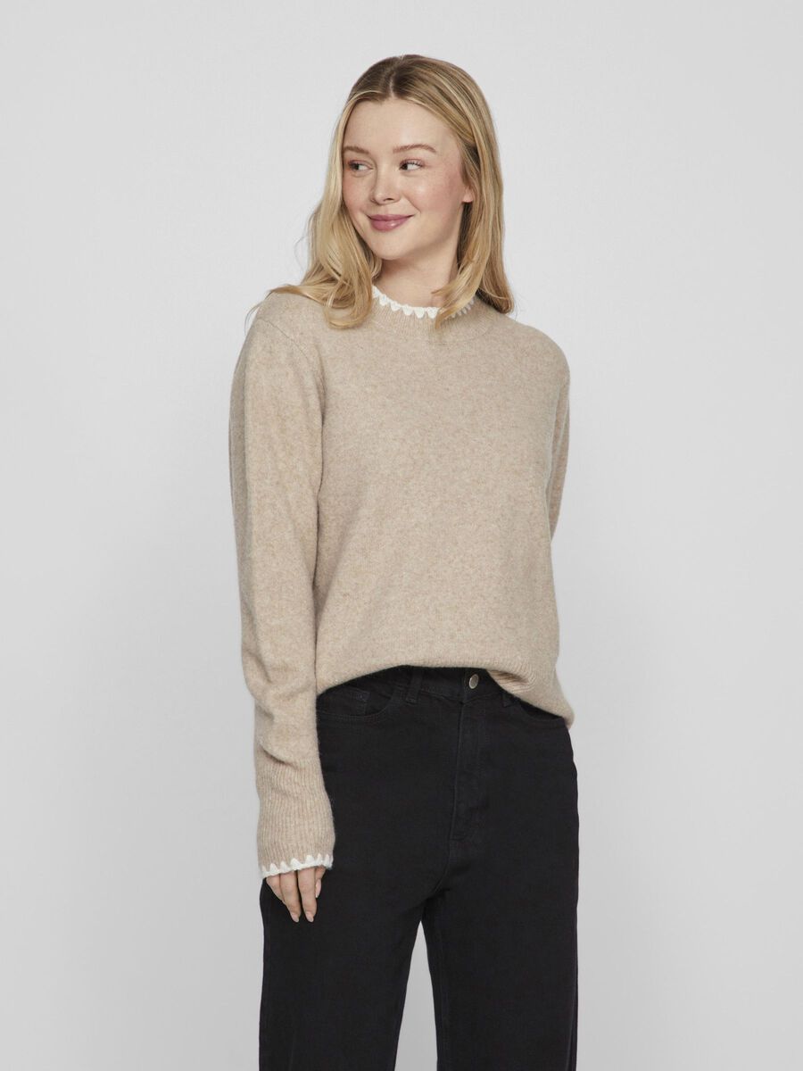 VILA STITCH KNITTED PULLOVER, Natural Melange, highres - 14098864_NaturalMelange_1123046_003.jpg