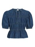 VILA VIHEIDI DENIM SHORT SLEEVED TOP, Dark Blue Denim, highres - 14111869_DarkBlueDenim_002.jpg