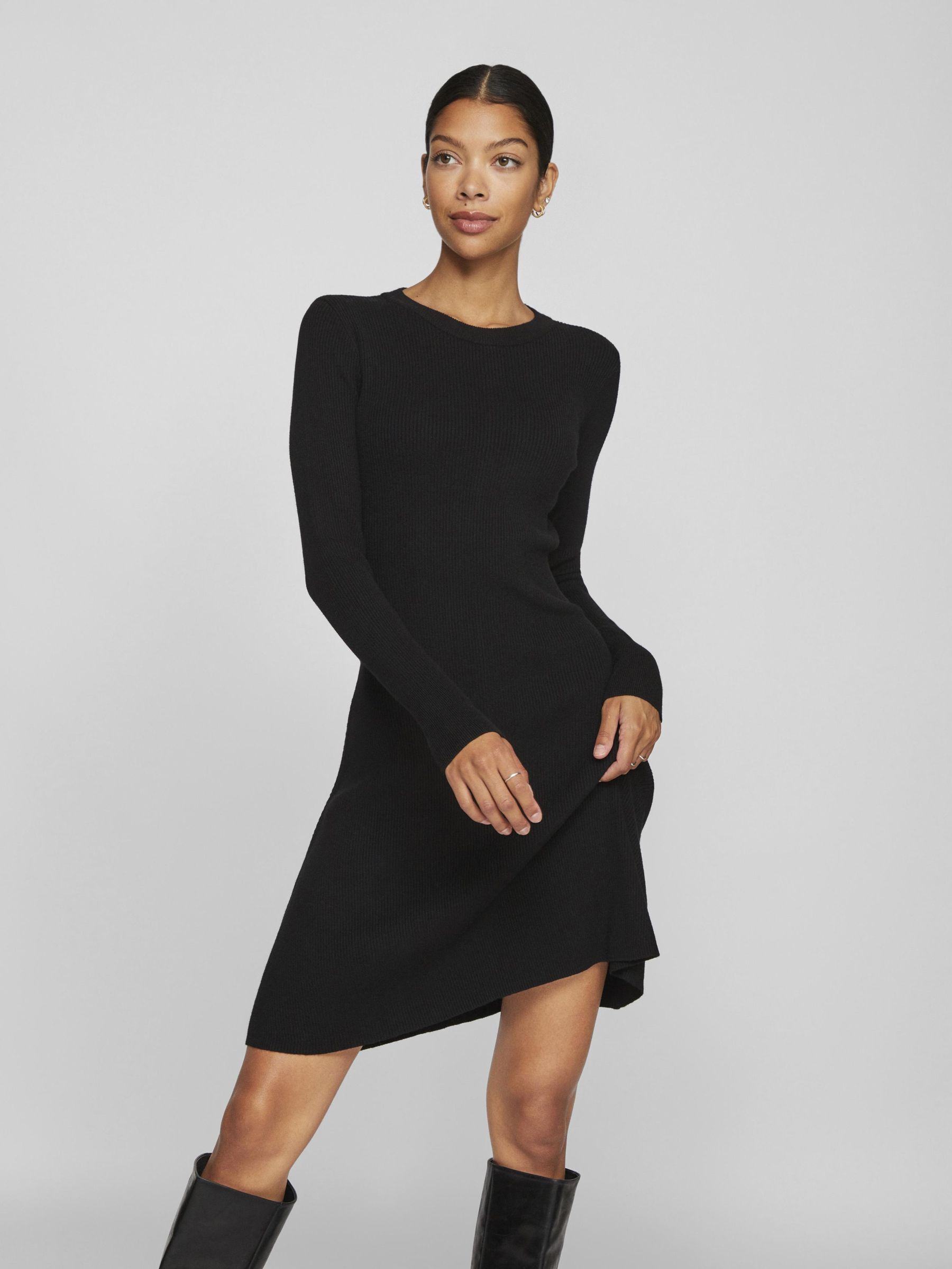 LONG SLEEVED KNITTED DRESS Black VILA