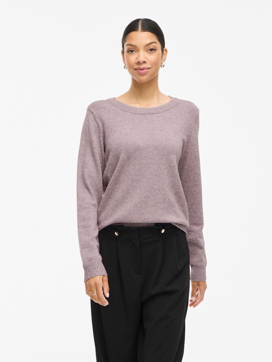 VILA VIRIL ROUND NECK KNITTED PULLOVER, Toadstool, highres - 14054177_Toadstool_972274_003.jpg