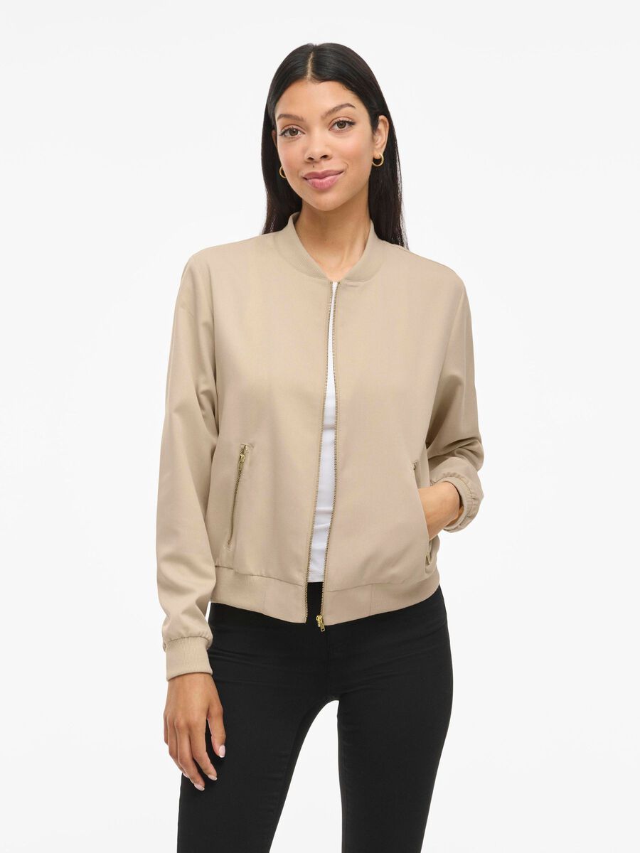 VILA VIBUBBLE PETITE -  BOMBER JACKET, Cement, highres - 14113945_Cement_003.jpg