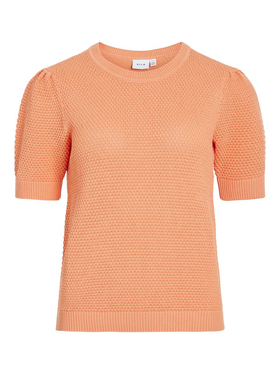 VILA KURZÄRMELIGES STRICKOBERTEIL, Cadmium Orange, highres - 14084421_CadmiumOrange_001.jpg