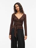 Product image thumbnail - VIGINA LONG SLEEVED WRAP TOP, Coffee Bean | 1