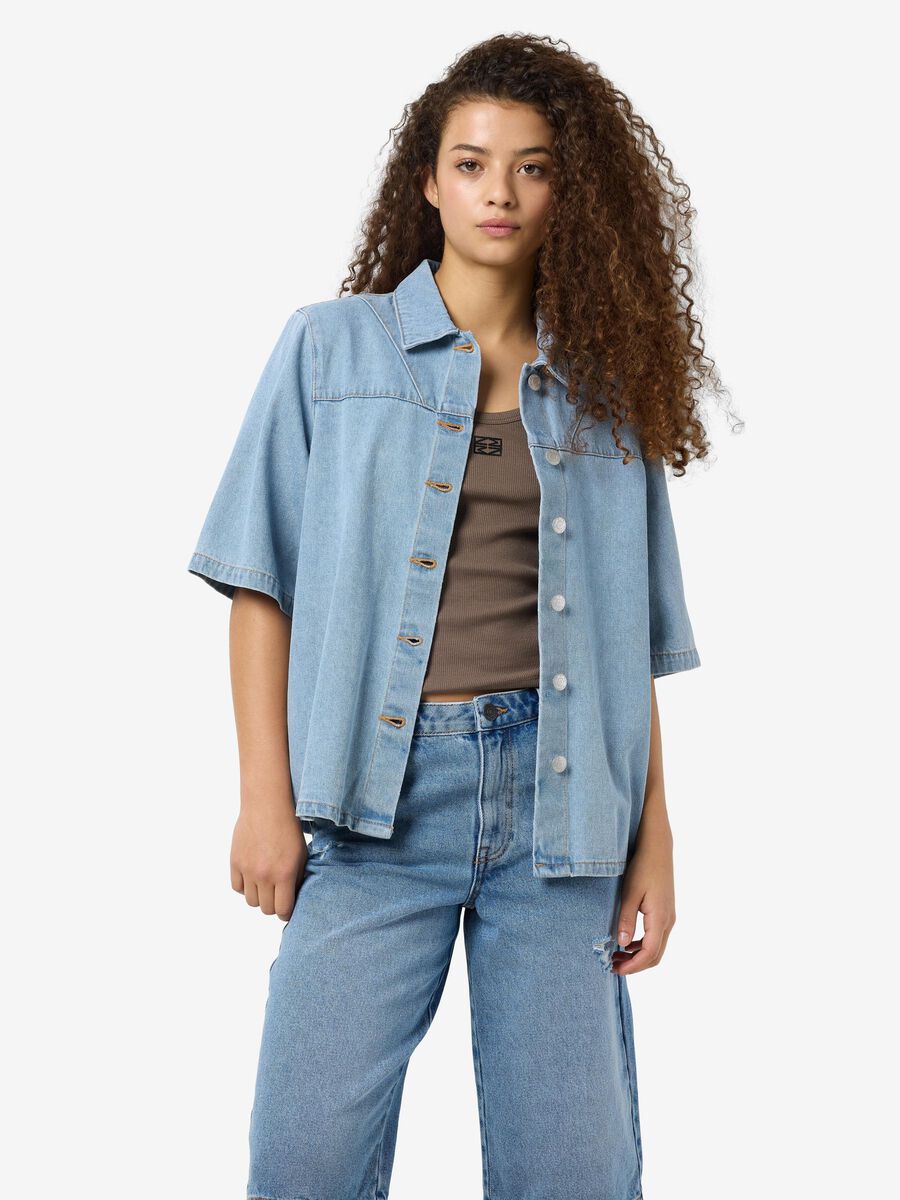 Noisy May SHORT SLEEVED DENIM SHIRT, Light Blue Denim, highres - 27034366_LightBlueDenim_003.jpg