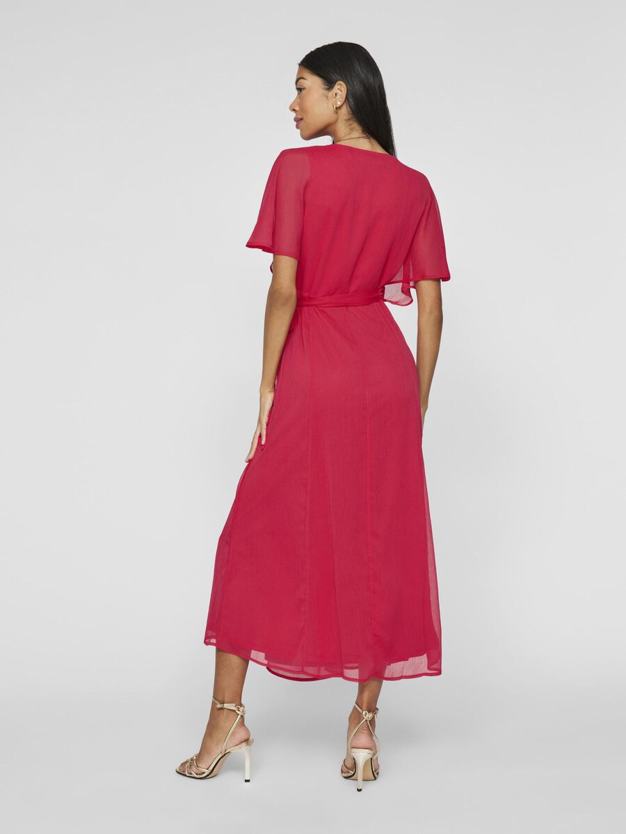 VILA SHORT SLEEVED MAXI WRAP DRESS, Viva Magenta, highres - 14107677_VivaMagenta_004.jpg