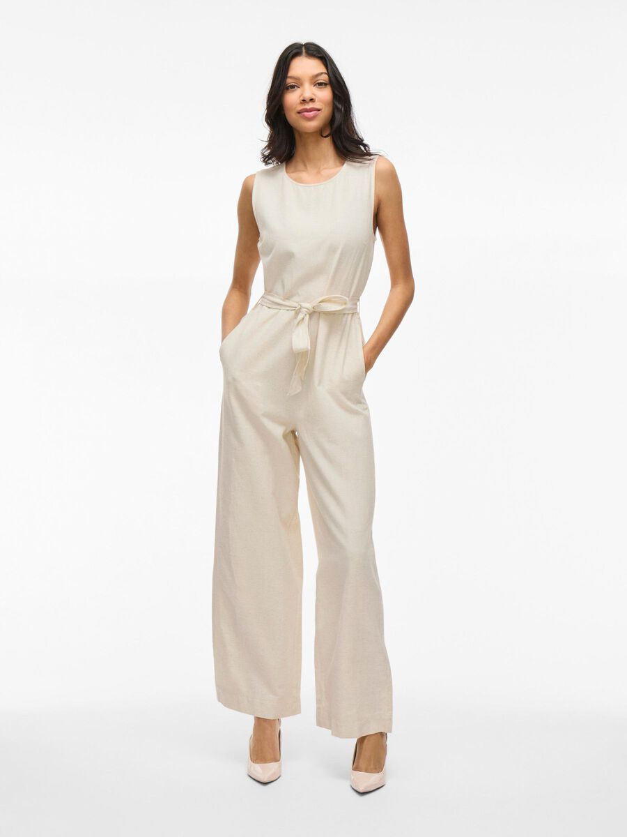 VILA VIPRISILLA SLEEVELESS JUMPSUIT, Super Light Natural Melan, highres - 14104792_SuperLightNaturalMelan_003.jpg