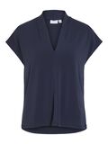 VILA CUELLO EN V TOP DE MANGA CORTA, Navy Blazer, highres - 14107300_NavyBlazer_001.jpg