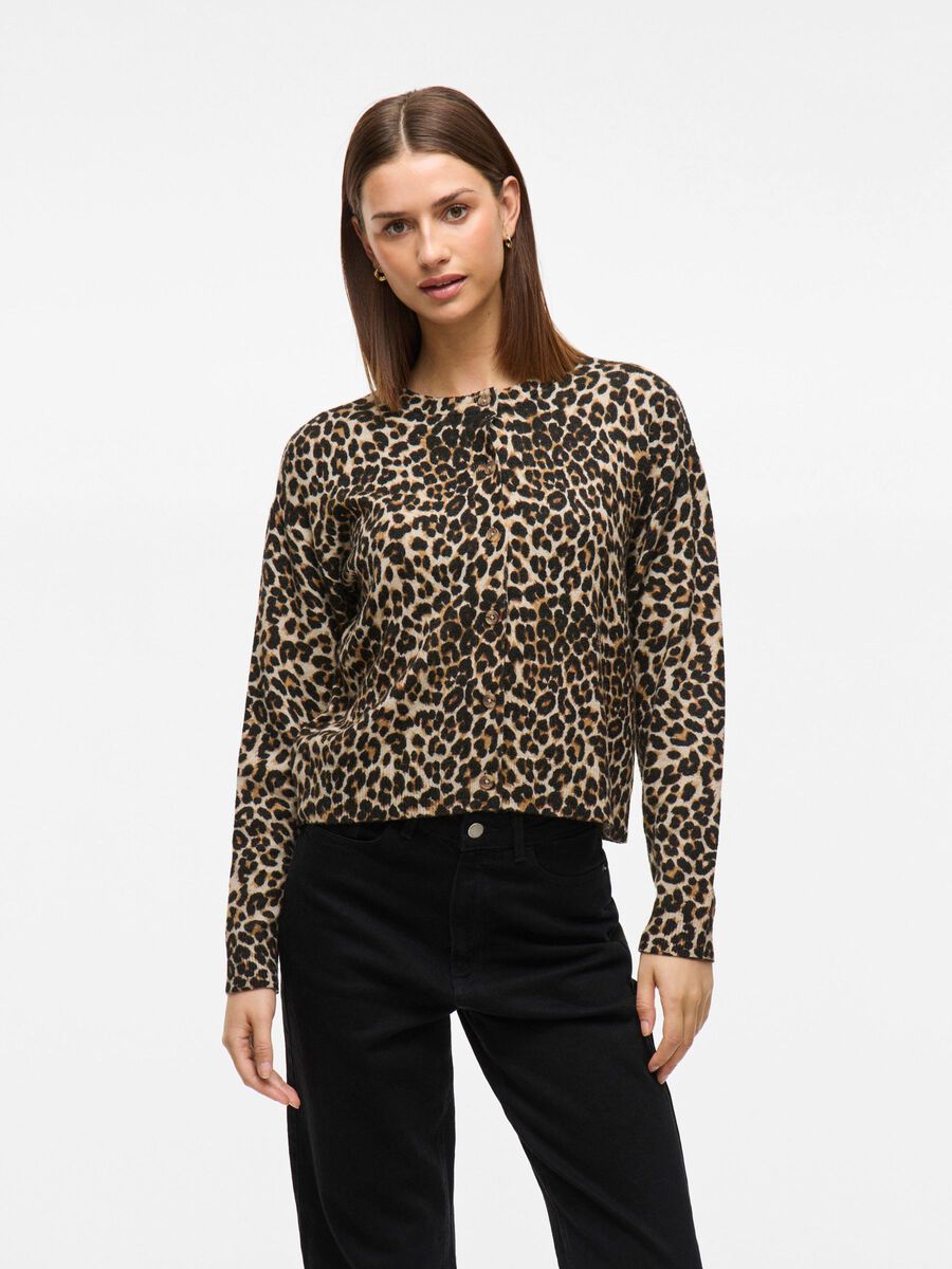 VILA LEOPARD PRINT KNITTED CARDIGAN, Birch, highres - 14111237_Birch_1229711_003.jpg