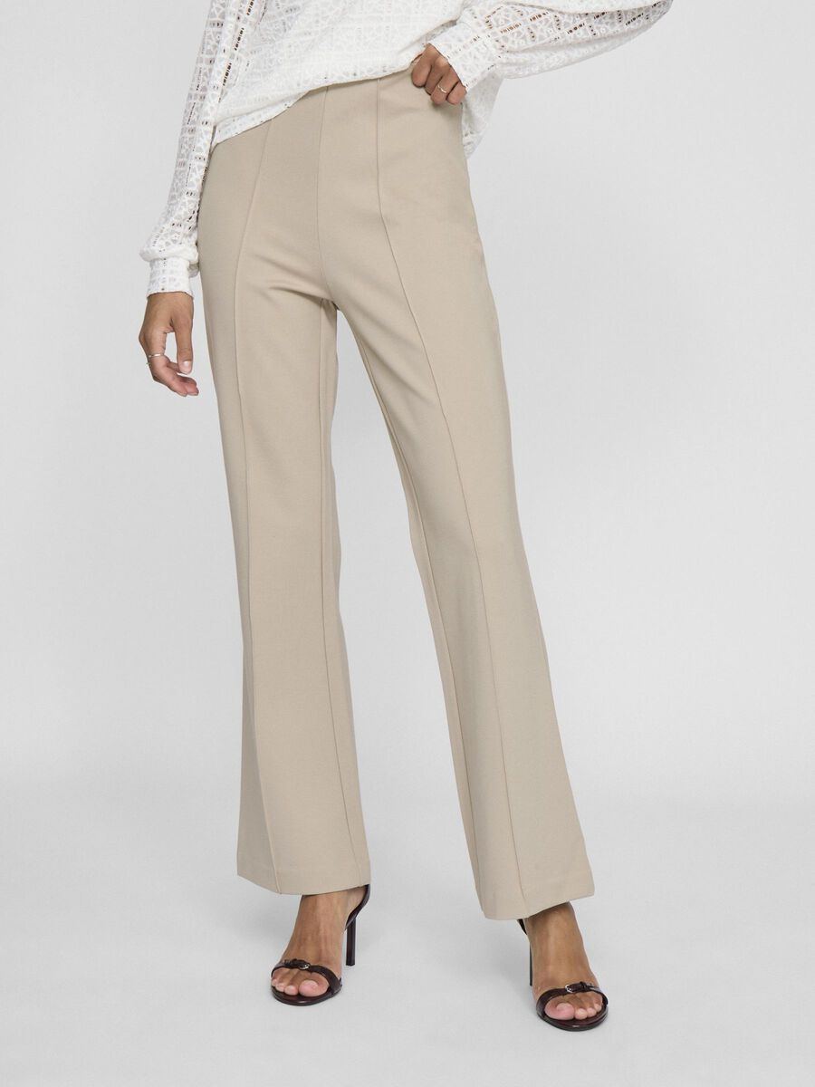 VILA VIBILLIE FLARED HIGH WAISTED TROUSERS, Feather Gray, highres - 14094017_FeatherGray_003.jpg
