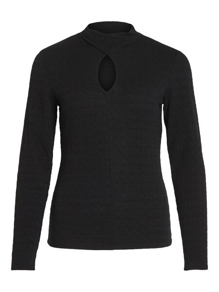 Vila CUT OUT LONG SLEEVED TOP, Black, highres - 14091079_Black_001.jpg