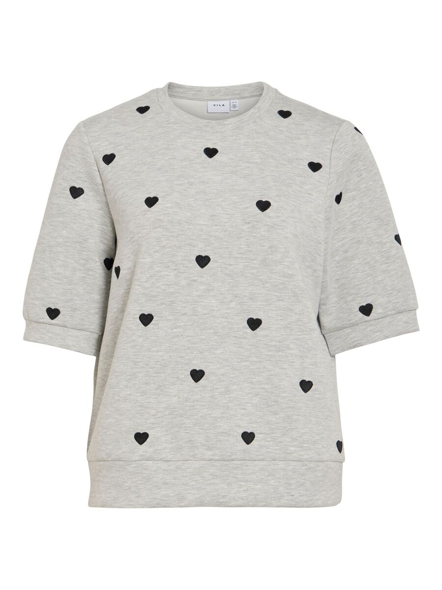 Product carousel image - VISIF KR&Oacute;TKI OKRĄGŁY DEKOLT BLUZA Z KR&Oacute;TKIM RĘKAWEM, Light Grey Melange | 1