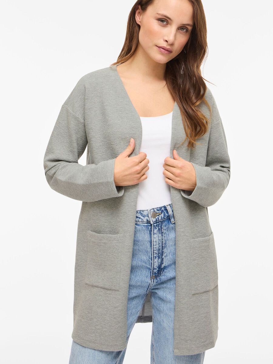 Carousel image - VIGARDEN OPEN KNITTED CARDIGAN, Light Grey Melange | 3
