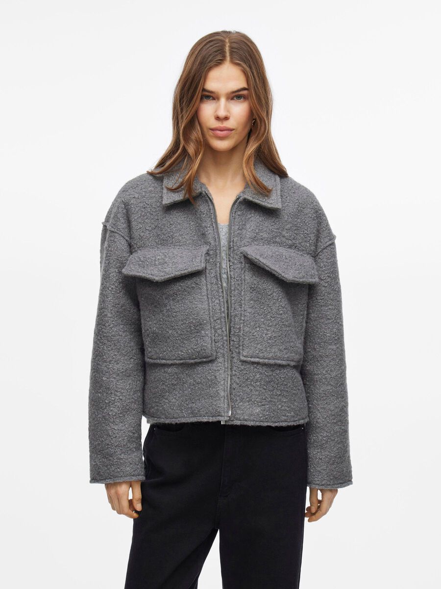 VILA ZIPPER JACKET, Medium Grey Melange, highres - 14103404_MediumGreyMelange_003.jpg
