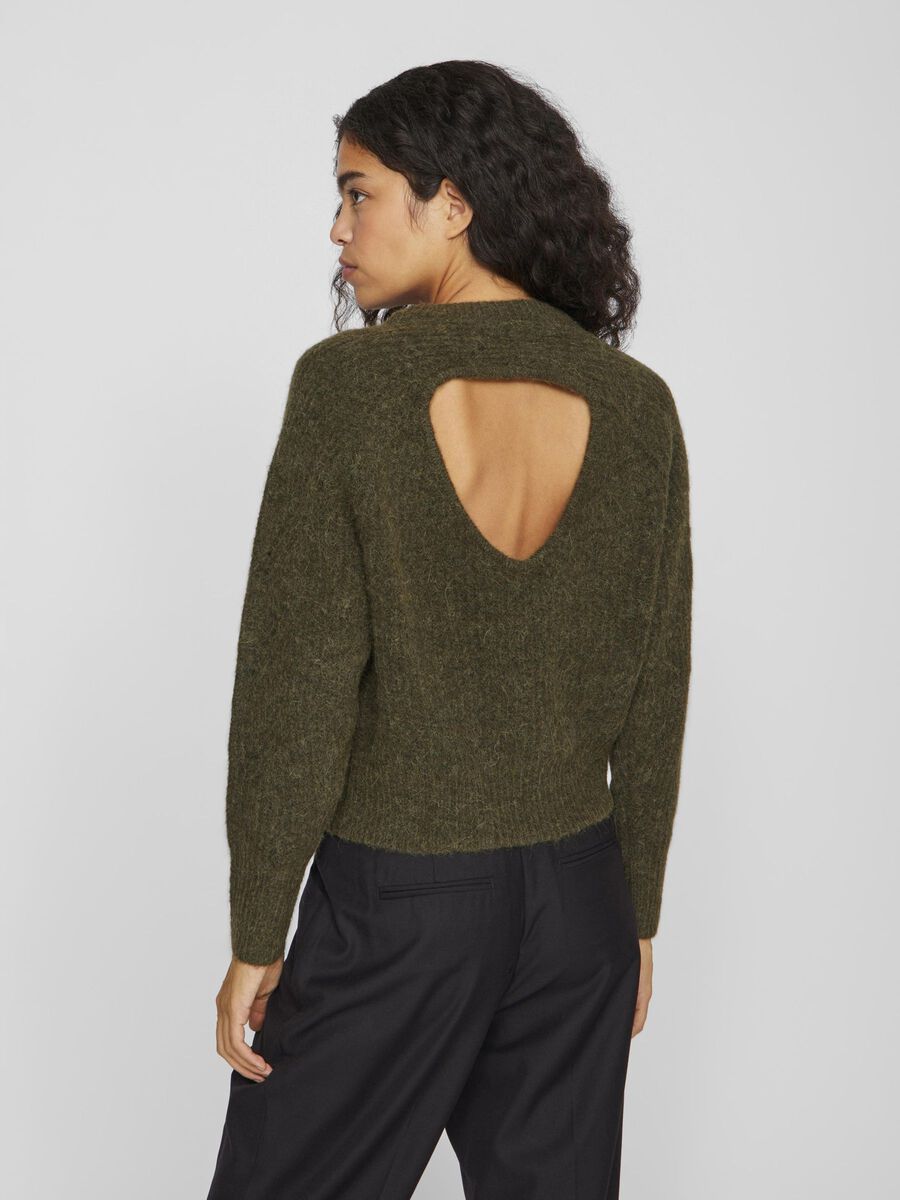 VILA OPEN RUG GEBREIDE TRUI, Ivy Green, highres - 14098156_IvyGreen_004.jpg