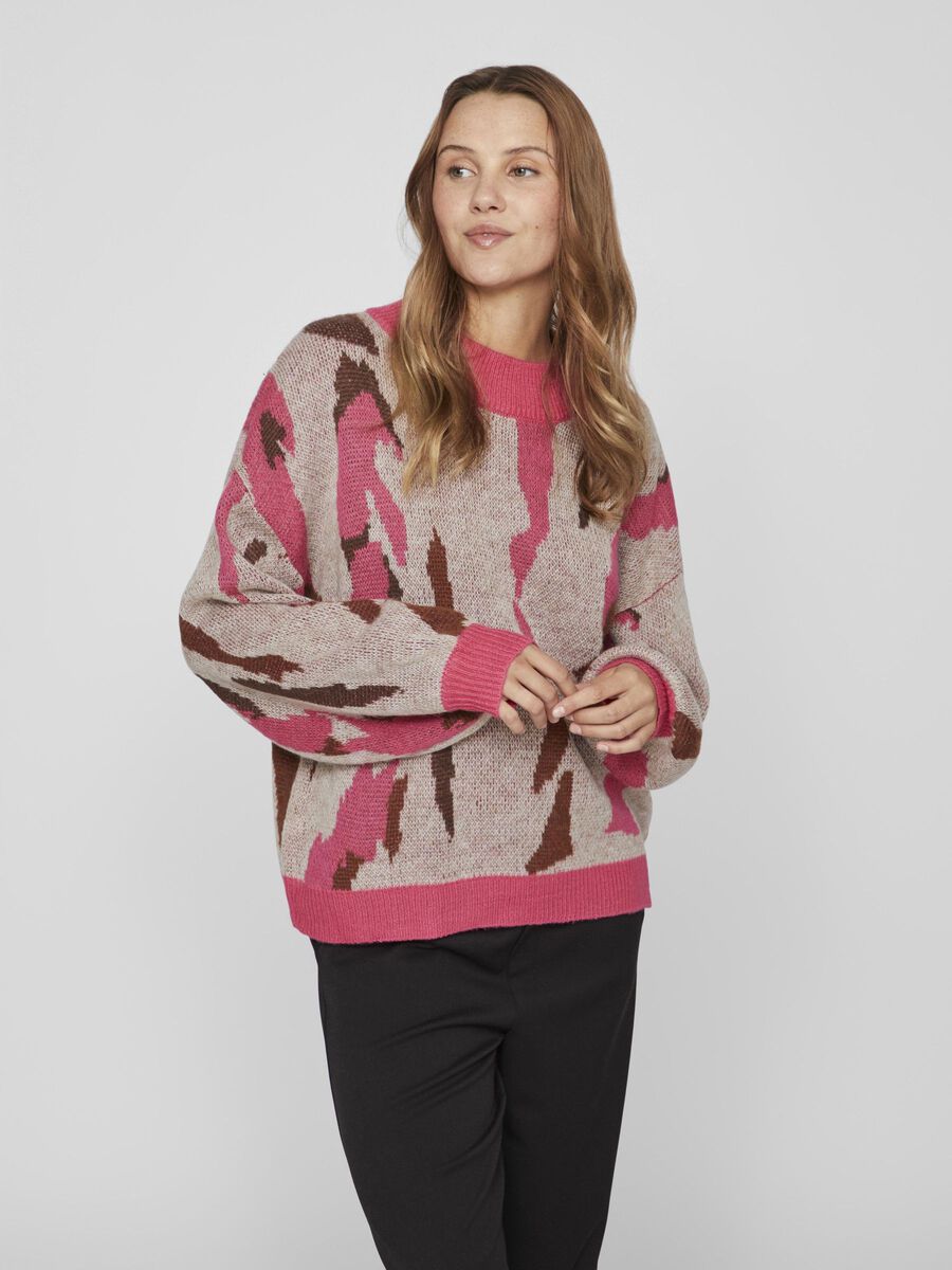 Vila JACQUARD KNITTED PULLOVER, Fandango Pink, highres - 14079319_FandangoPink_974838_003.jpg
