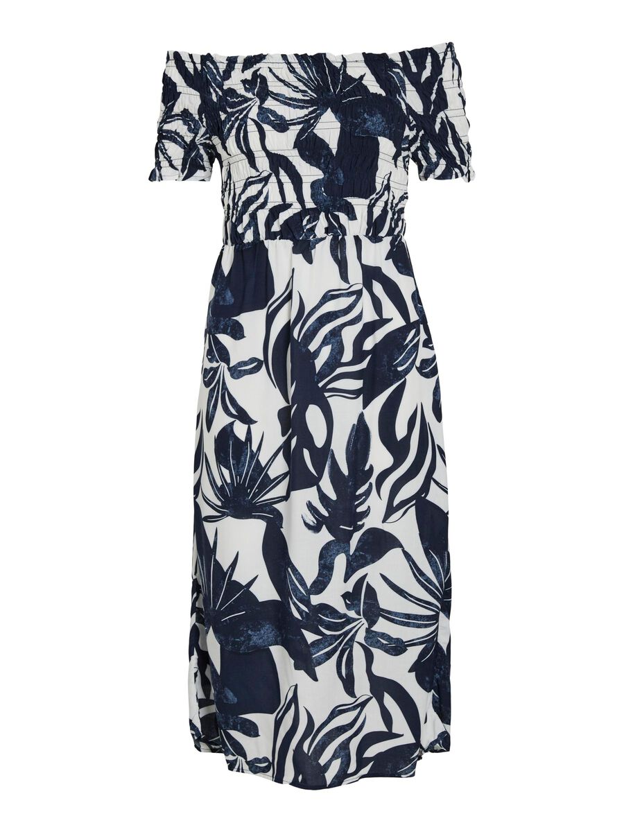VILA VILISA OFF-SHOULDER MIDI DRESS, Navy Blazer, highres - 14107132_NavyBlazer_1185557_001.jpg