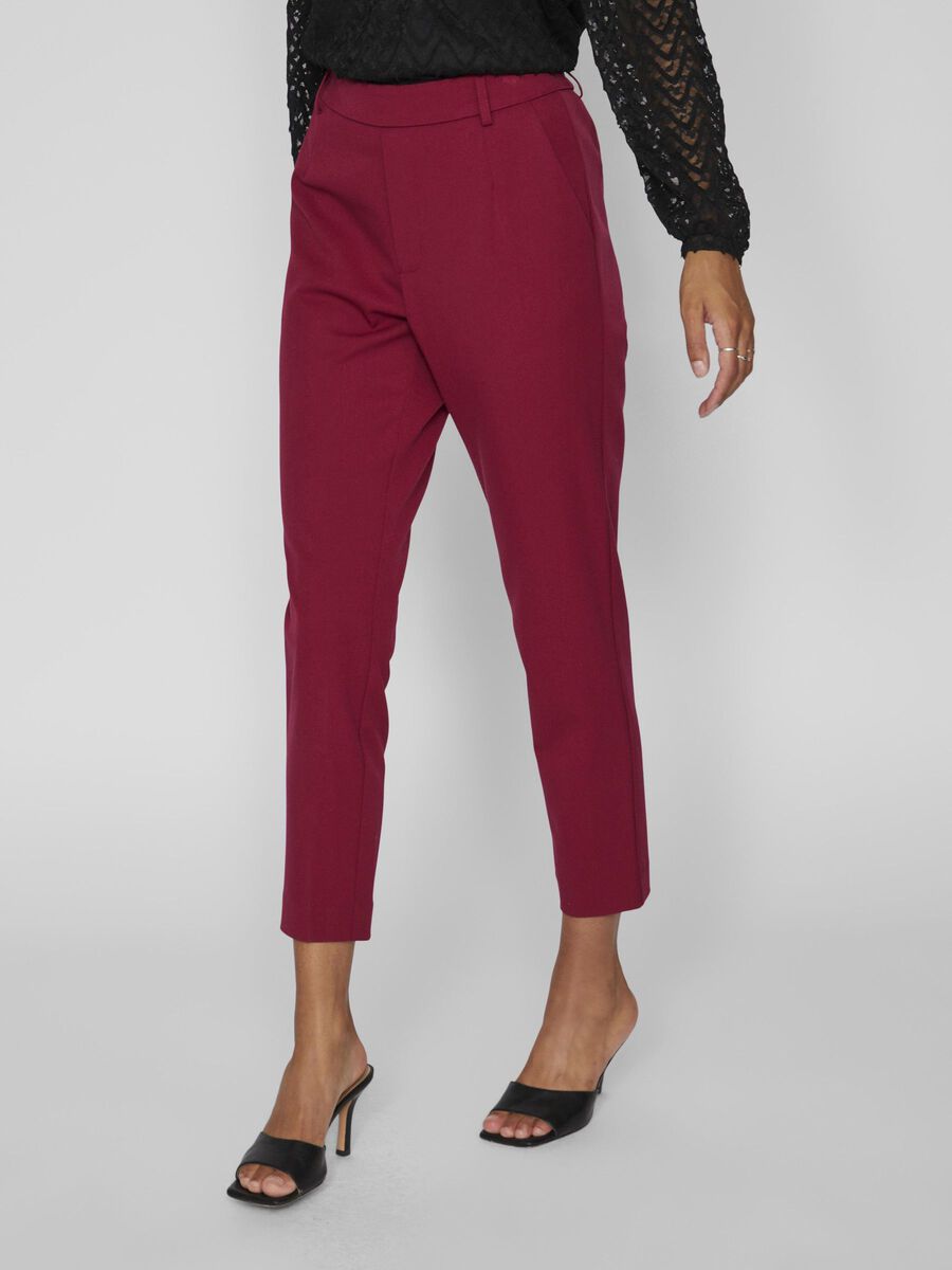 Vila SLIM FIT HIGH WAISTED TROUSERS, Beet Red, highres - 14087406_BeetRed_003.jpg