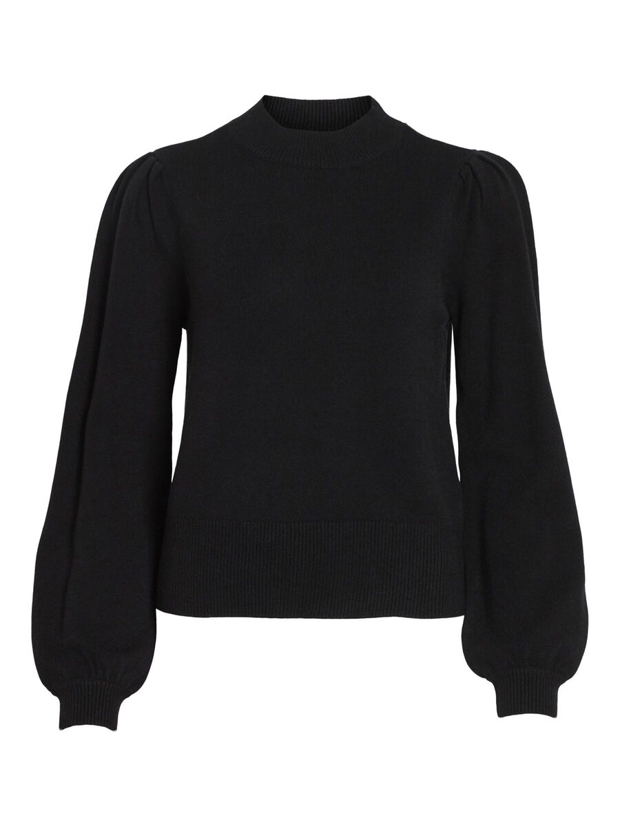 VILA HØY HALS STRIKKET PULLOVER, Black, highres - 14084179_Black_001.jpg