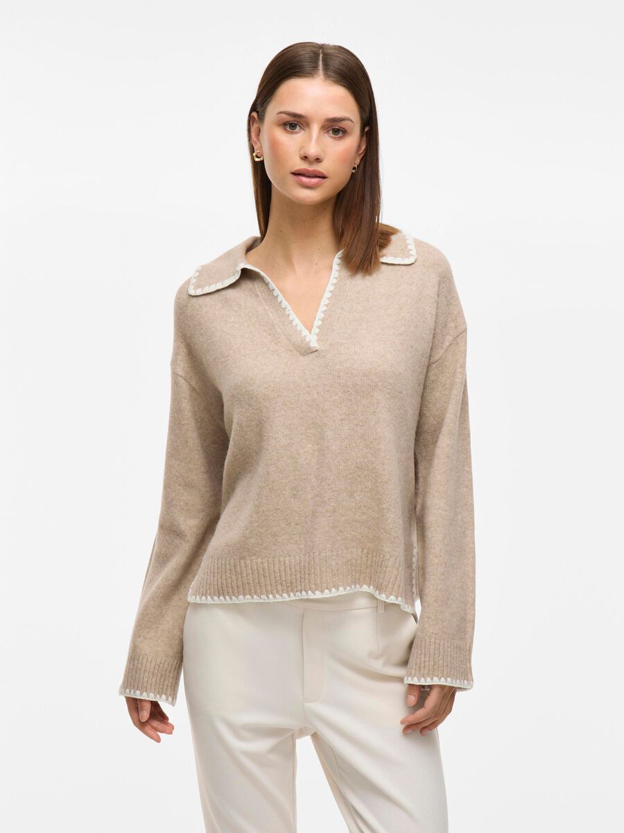 VILA V-AUSSCHNITT STRICKPULLOVER, Natural Melange, highres - 14102034_NaturalMelange_1143931_003.jpg