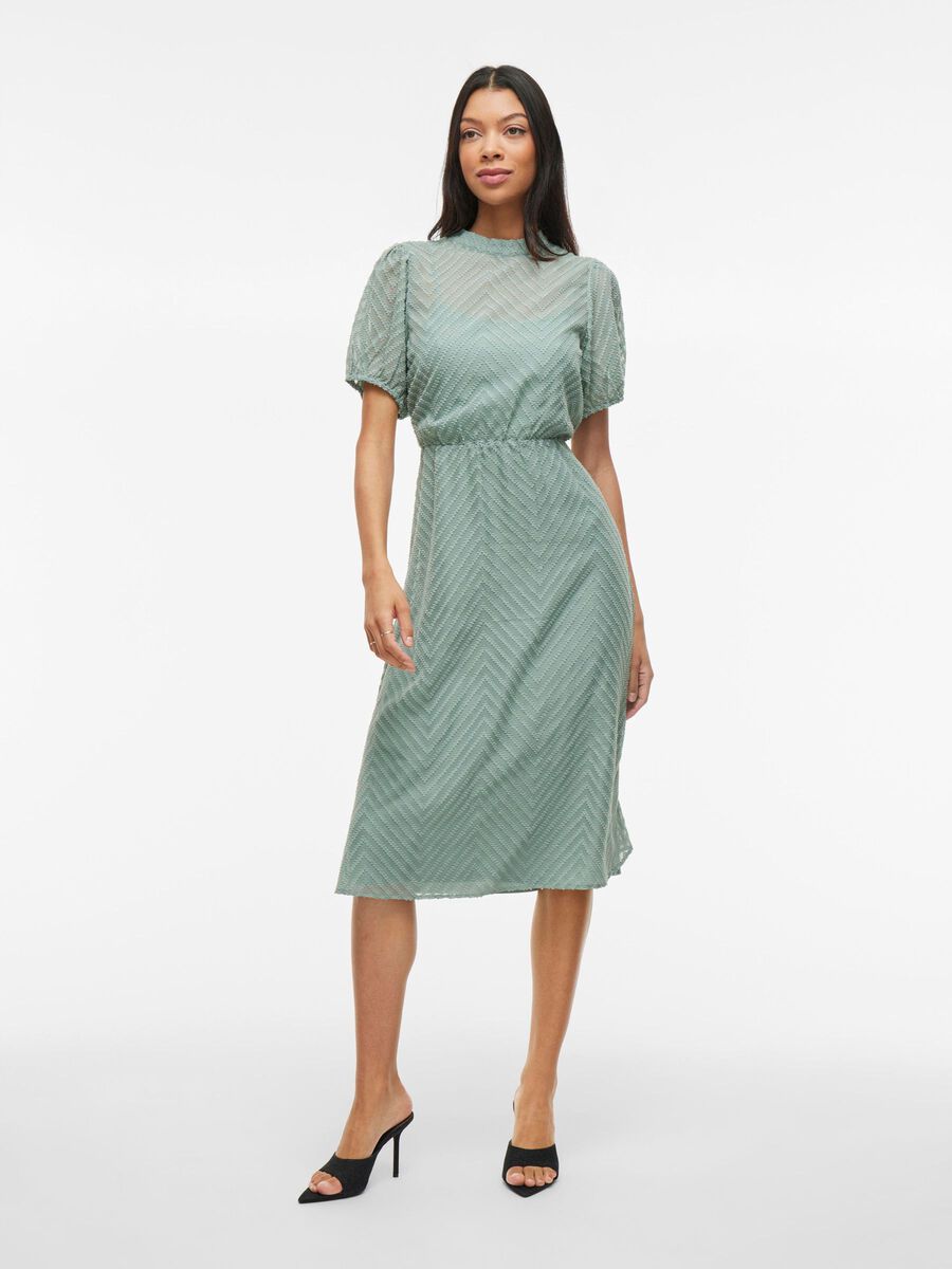 VILA SHORT SLEEVED MIDI DRESS, Green Milieu, highres - 14109683_GreenMilieu_003.jpg