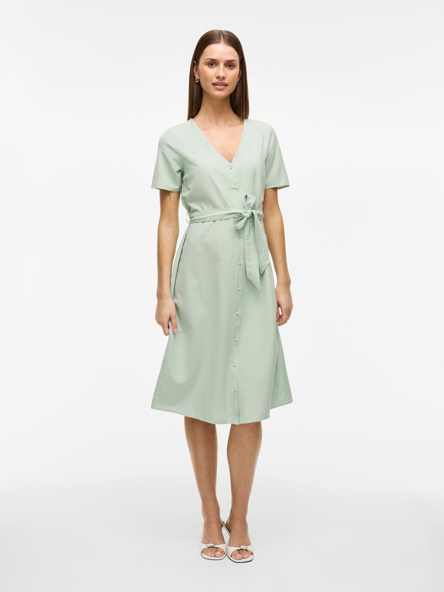 VILA SHORT SLEEVED MIDI DRESS, Silt Green, highres - 14096276_SiltGreen_003.jpg