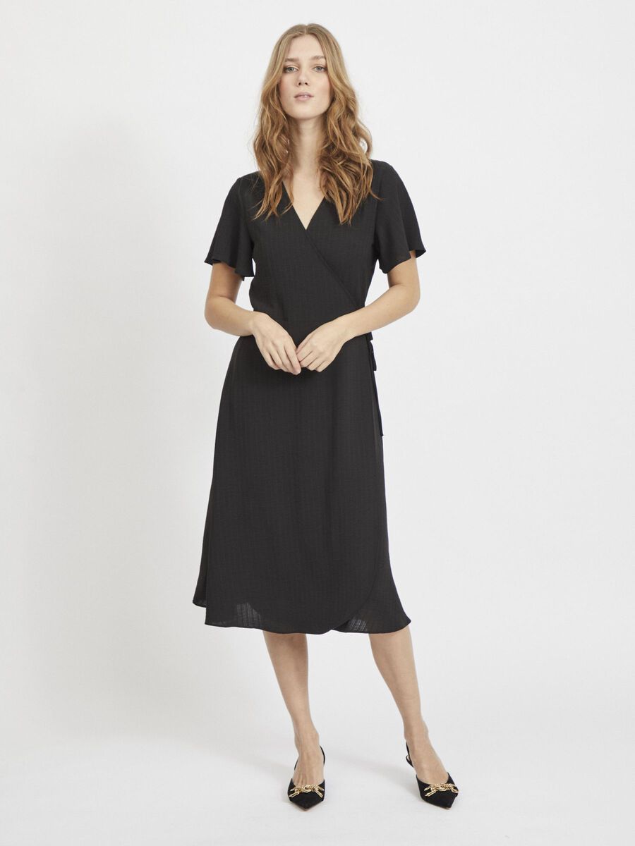 Vila SHORT SLEEVED WRAP DRESS, Black, highres - 14059666_Black_003.jpg