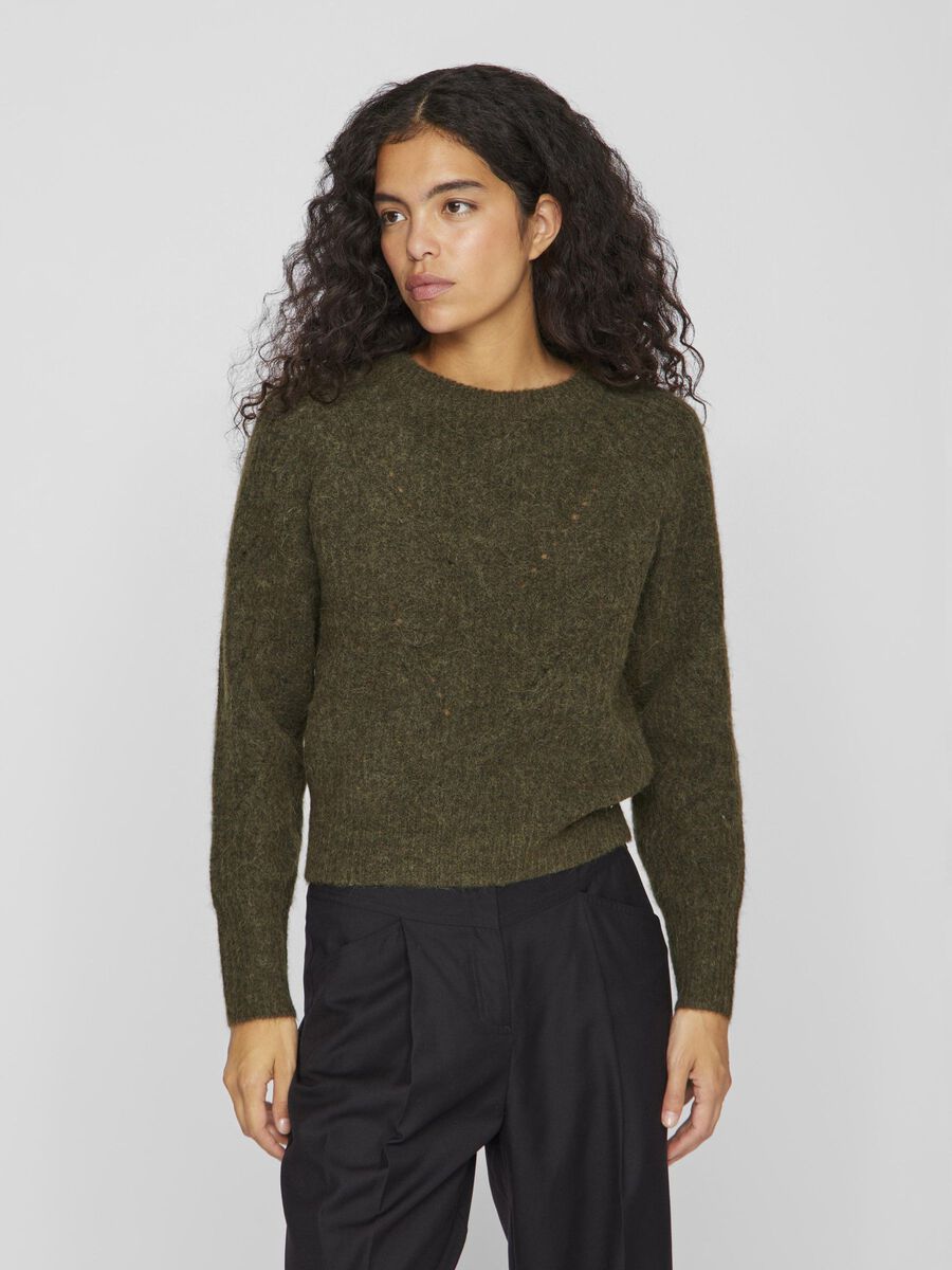 VILA OPEN RUG GEBREIDE TRUI, Ivy Green, highres - 14098156_IvyGreen_003.jpg