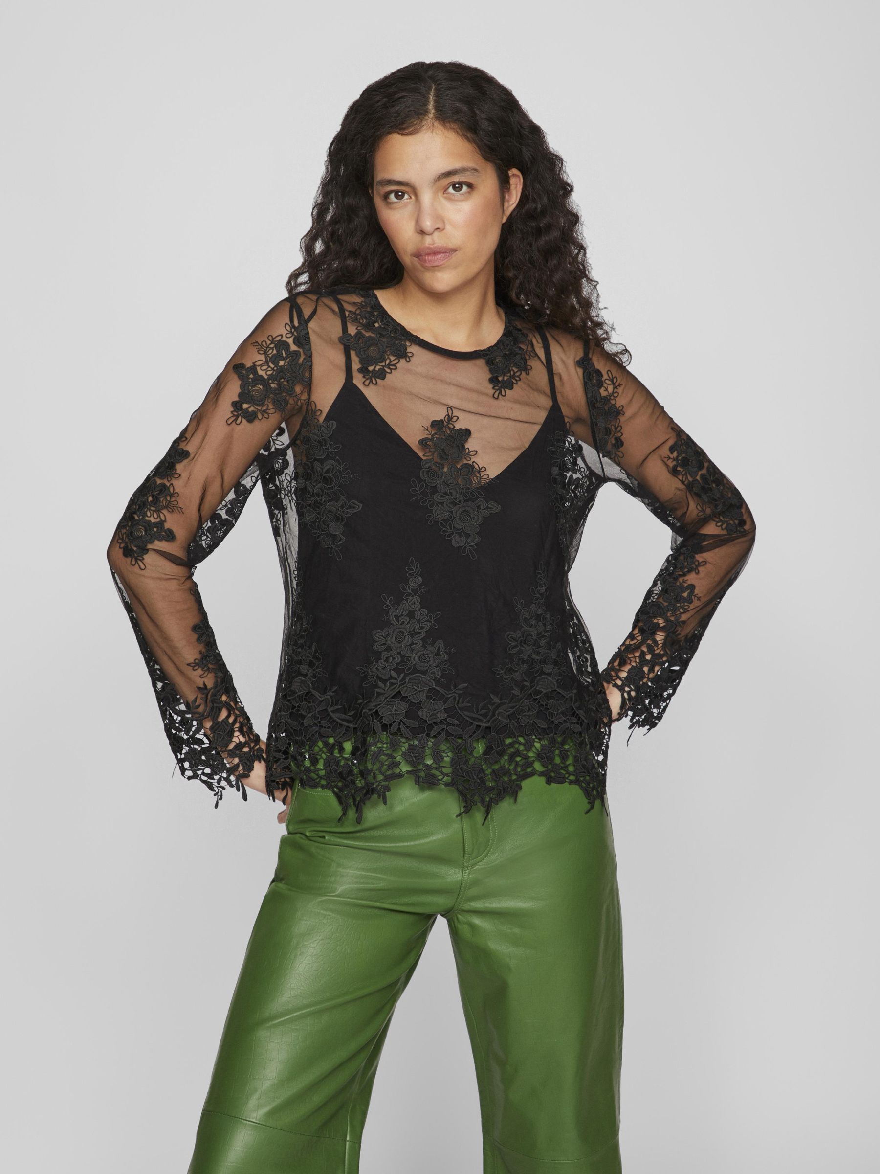 LACE LONG SLEEVED TOP Blue VILA