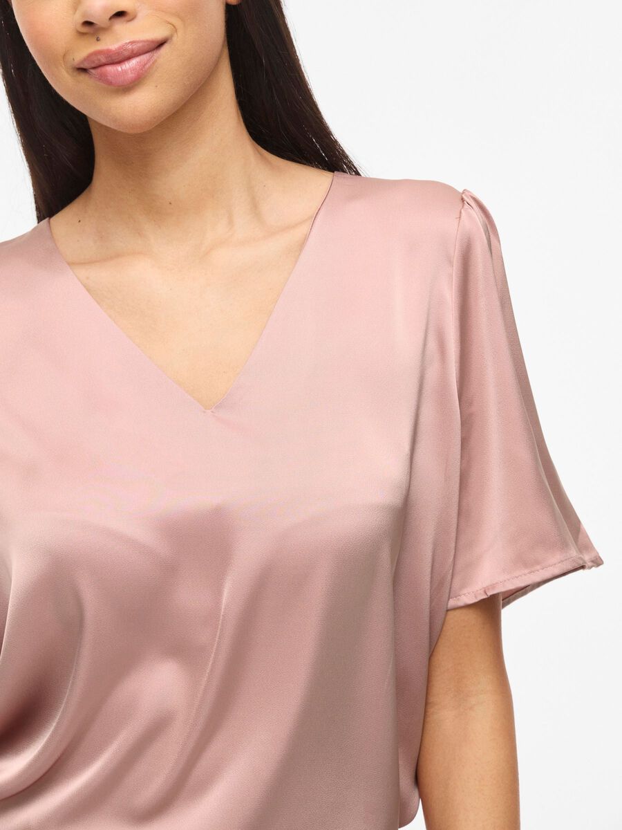 Carousel image - VIENNA RAVENNA V-HALS KORTERMET TOPP, Old Rose | 3