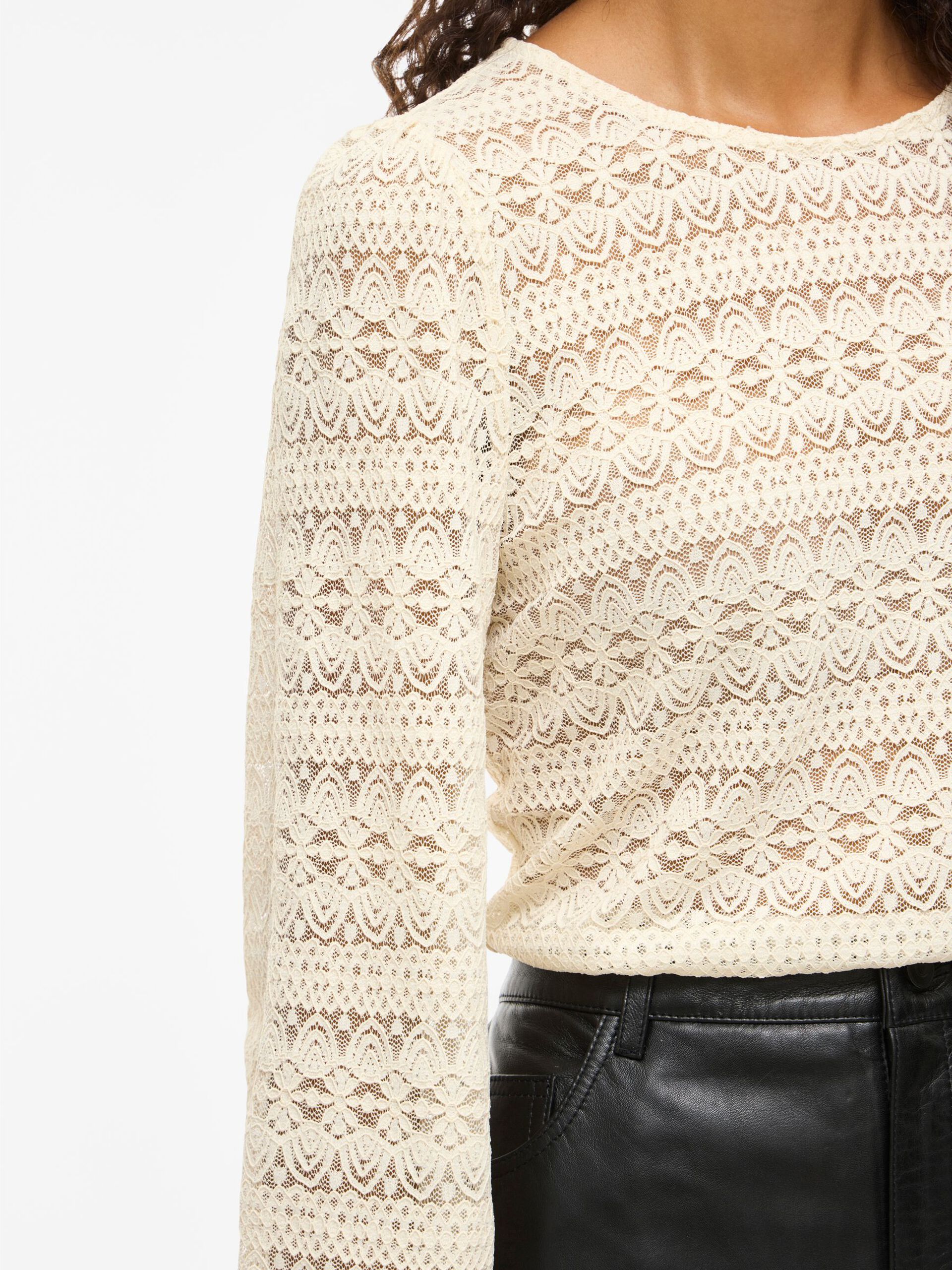 Carousel image - VICHIKKA LACE LONG SLEEVED TOP, Birch | 3