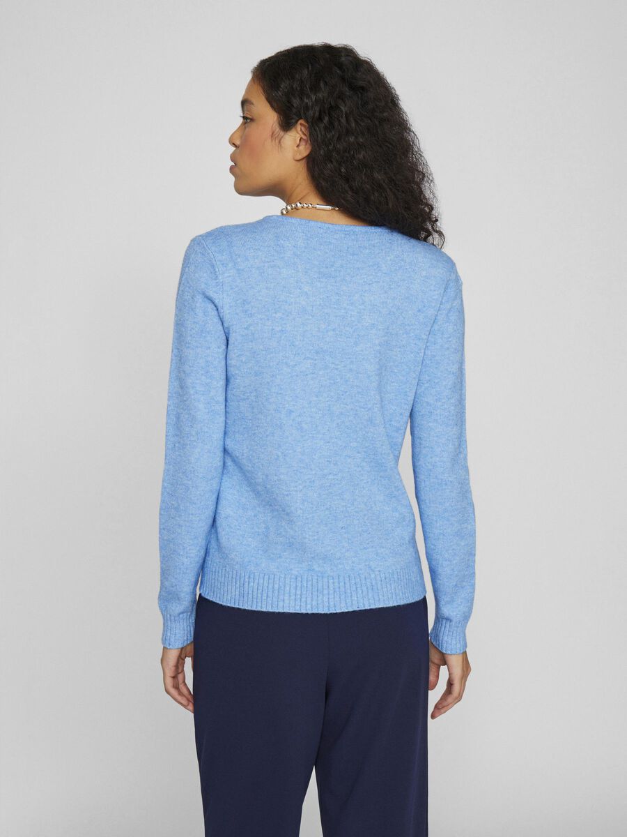 VILA VIRIL V-HALS GEBREIDE TRUI, Blissful Blue, highres - 14042769_BlissfulBlue_958949_004.jpg