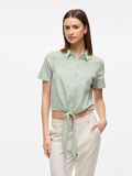 VILA FRONT KNOT SHORT SLEEVED SHIRT, Silt Green, highres - 14096244_SiltGreen_003.jpg